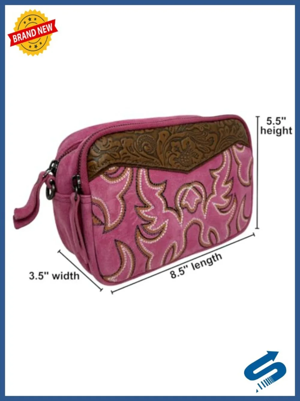 Western Leather Crossbody Bag with Embroidery - Boho Country Shoulder Purse